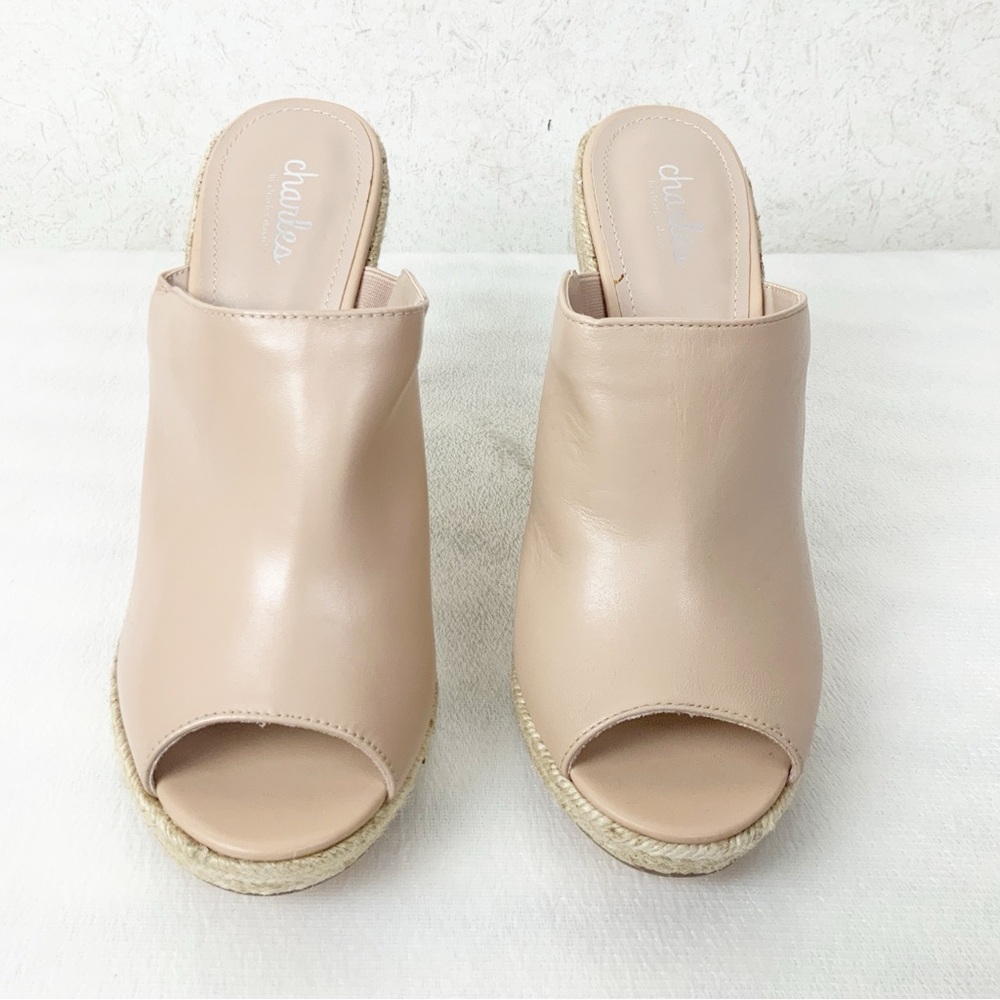 Charles David Balen Nude Espadrille Cork Wedges Size 11 Leather Summer Boho - Picture 2 of 8